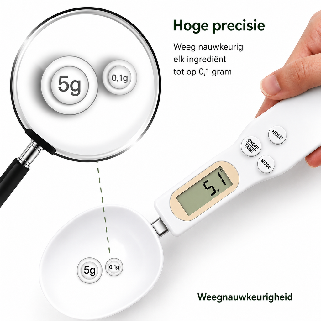 Digitale Precisielepel – Weeg Elk Ingrediënt tot op 0,1 Gram